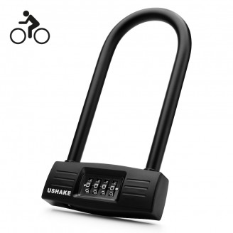 Heavy Duty U Lock, USHAKE Bike Bicycles Motorcycles Combination Lock Heavy Duty Combo Gate Lock for Anti Theft-10MM SHACKLE
